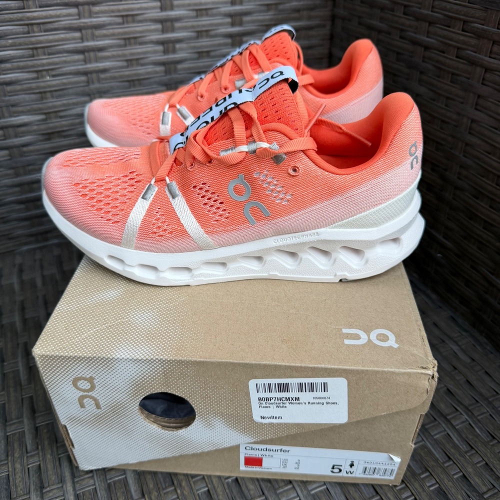 On Cloudsurfer Flame White Womens Running Shoes Sneakers Size 5W